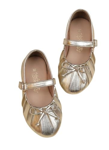 Kidsville Girls Single Strap Ballerina Belly Shoes | Lightweight Comfortable Slip-On Ballet Flats | Casual Footwear for Kids Girls Gold