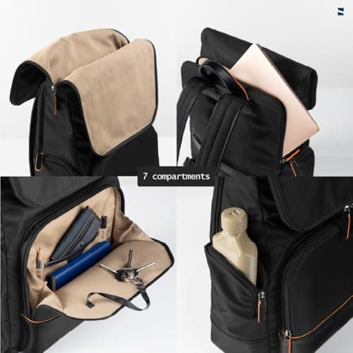 scarters Roam Laptop Backpack 24L | Vegan Leather & Nylon | Fits 15.6" | Travel, Campus & City Bag | Magma Black 5