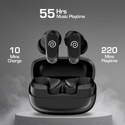 pTron Bassbuds Zen TWS Earbuds w/ 35dB ANC, Quad MEMS Mic, ENC Calls, 55Hrs Playtime, Custom EQ, App Support, BT6.0, Dual-Device Pairing, 40ms Low-Latency, IPX5, 13mm Driver (Black) 5