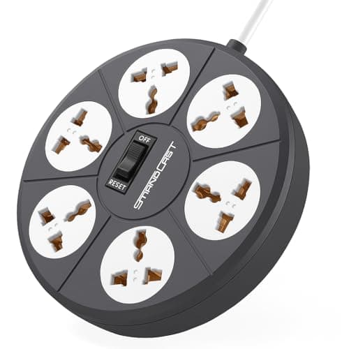 STANDLAST 6-Socket Extension Board | 3 Meter Surge Protector & 10A Spike Guard | 240V Heavy Duty Extension Cord | Universal Socket Power Strip for Home,Office,TV, PC & Appliances - Grey