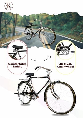 RALLEY GOLD Rally Popular 22 Inch Men's Full Size Bicycle | with Carrier, Stand and Lock | Single Speed (48 Teeth Heavy Duty Chainwheel), Road Bike 3