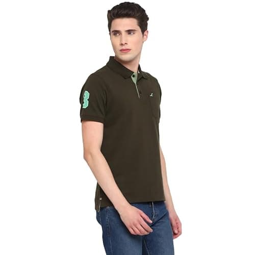 AMERICAN CREW Polo T-Shirt for Men with Pocket with No.3 Applique (AC274-L_Olive) 2