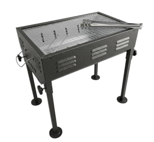 R RUNILEX Portable Folding Charcoal Barbecue Desk Tablestyle Outdoor Smoker Large BBQ Garden Terrace Camping Travel (50.3X 30.9x47.3cm) Hiking Picnics Backpacking (Grey)