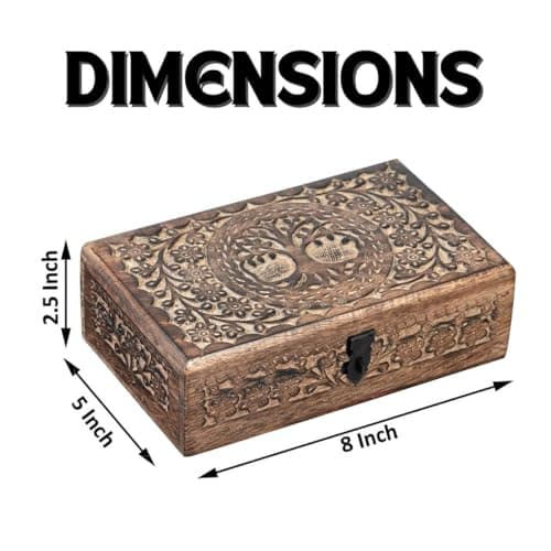 ZYNTIX Wooden Decorative Box with Life of Tree Carving - Antique Design for Sister Birthday Gifts, Unique Gift Items For Women Birthday Unique, wooden Handmade love Gift box (8 x 5 Inch) 3