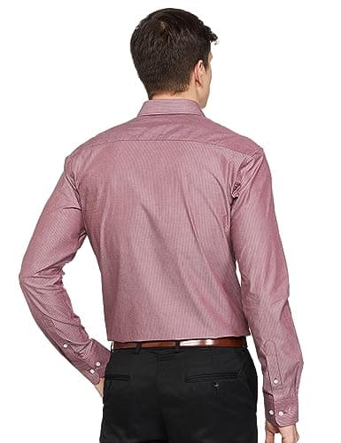 Park Avenue Cotton Men's Stripe Slim Fit Shirt (PMSX17809-M4_Medium Maroon 2