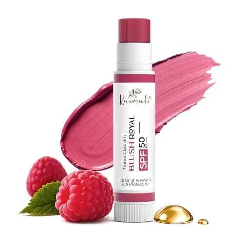 Kaumudi Brightening Tinted Lip Balm | SPF 50 PA+++ In-Vivo Tested | Raspberry Seed Oil + Zinc Oxide + Kojic Acid | A2 Ghee & Rosehip Oil | No Petroleum Jelly No Paraffin | For Dark & Pigmented Lips | 