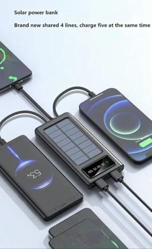 AMYTEL Power Spark 4WIRE 10,000mAh Solar Power Bank with LED Light, Type-C & Micro USB, Fast Charging Portable Charger – Black 6