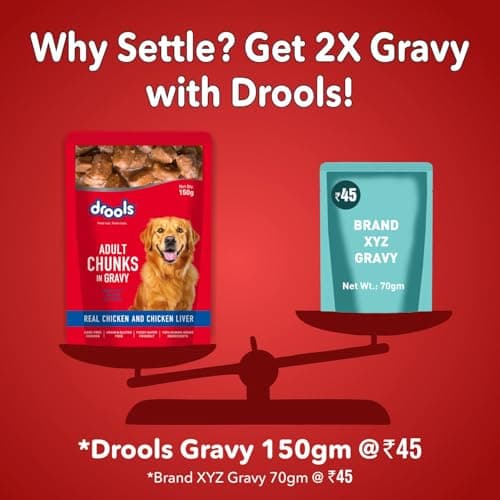 Drools Adult Wet Dog Food 0.9kg (150g x 6) Pack of 6 | Real Chicken and Chicken Liver Chunks in Gravy | Healthy Skin and Coat | Maintains Joint Health | Better Digestibility and Health 4