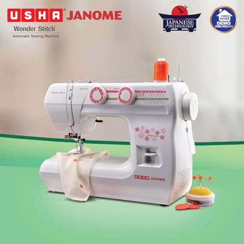 USHA Janome Wonder Stitch Electric Sewing Machine With Hard Cover, Multicolour 3