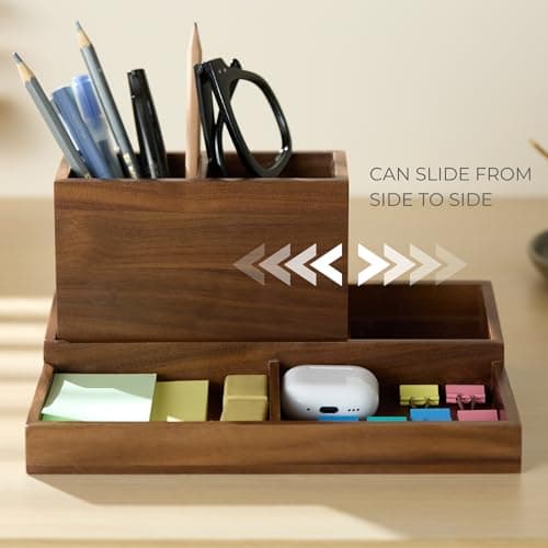 KORUA Walnut Desk Organizer for Office Wood Desk Organizer 4