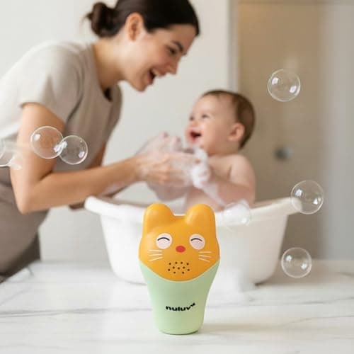 Nuluv Baby Shampoo Cup, Gentle Water Rinser for Bathing, Soft Spout and Easy-Grip Handle, BPA-Free and Safe for Babies and Toddlers, Fun Cat Design, 0+ Months 4