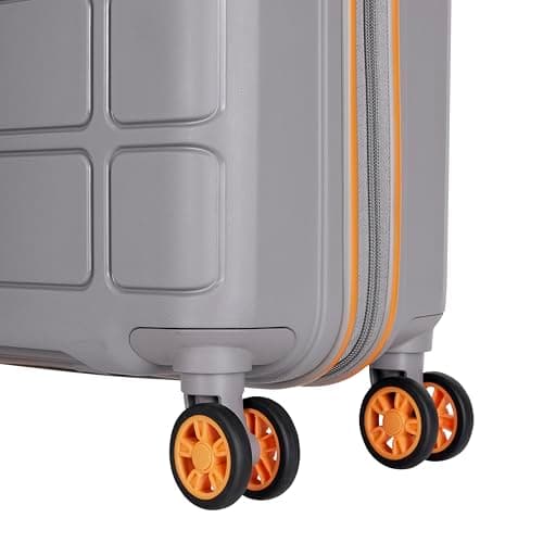 Kamiliant American Tourister Small Harrier Zing 56 Cms Cabin (PP) Hard Sided 8 Wheels Spinner Luggage/Suitcase/Trolley Bag (Light Grey) (Double Wheel), Small 5