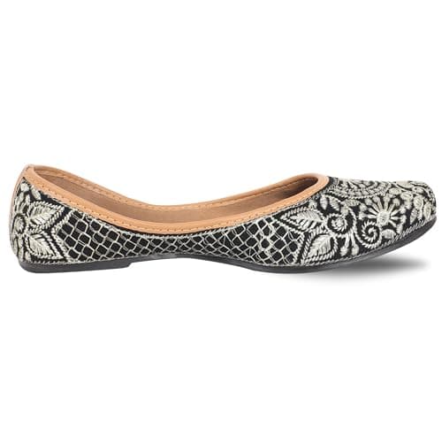 DFR Women Ethnic Rajasthani Embroidery Punjabi Juti's Jutti’s, Color - Black, UK Size - 8 3