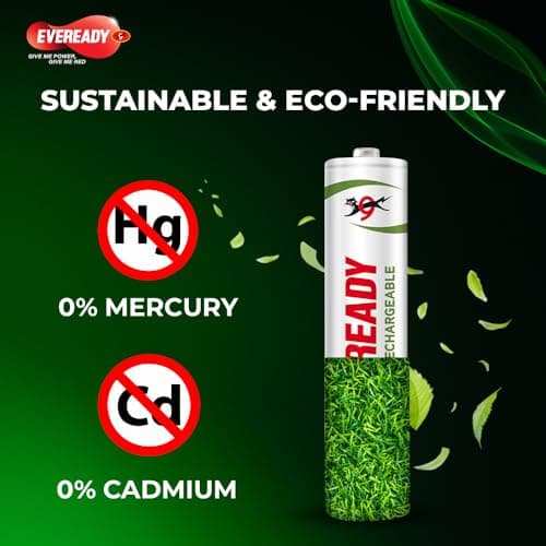 Eveready AA Rechargeable Battery | 1000 Series | Pack of 2 | Durable & Cost Effective | Low Discharge Mechanism | Ideal for High Drain Devices | 1.2V | India’s No.1 Battery Brand 5