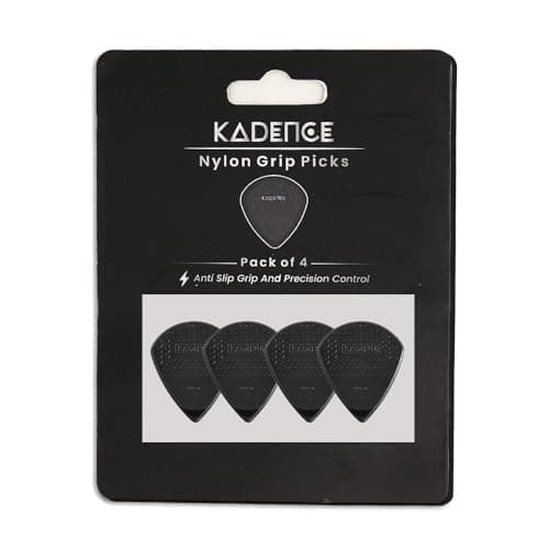 Kadence NG1.55 Jamming Series Nylon Guitar Picks (Pack of 4) | 1.55mm Plectrums | Anti-Slip Grip for Precision Control | For Acoustic, Electric & Bass Guitars | Black 3