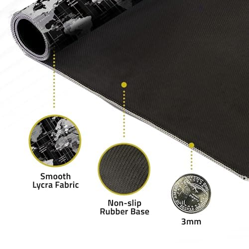 Dyazo Large World Map Anti-Slip Extended Desk Mat| Mouse Pad | Water Resistant Mat for Laptop| Computer Size 800 x 300 x 3 mm (Black No Logo) 3