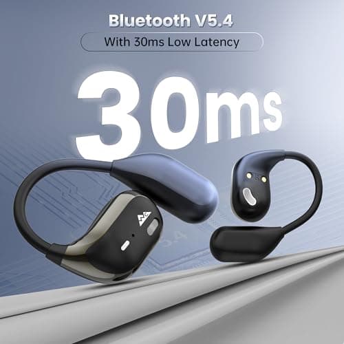 WeCool Moonwalk M2 Pro Open Ear Earbuds Wireless with Ergonomic Ear Hooks, Bluetooth 5.4 Ows Earphones with Call Noise Reduction, Ear Safe Headphones with Mic, 60H Playtime, Leather Zip Case, IP55 5
