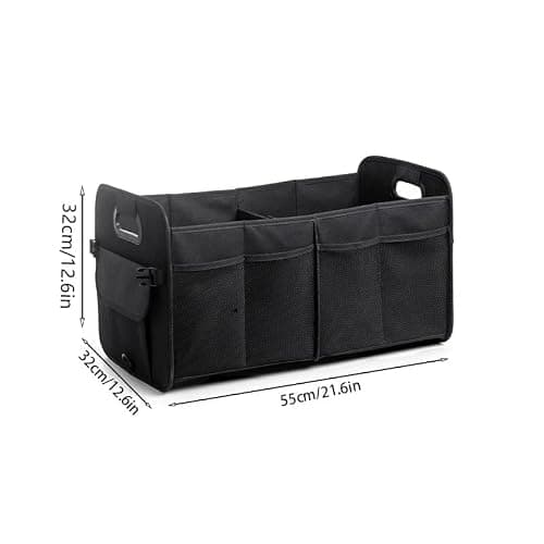 XBEY Car Trunk Boot Organizer Collapsible Multi-Compartment Car Storage Waterproof 600D Oxford Polyester Reinforced Handles suitable for any Car Suv Sedan Minivan Anti Slip Bottom (Black) 3