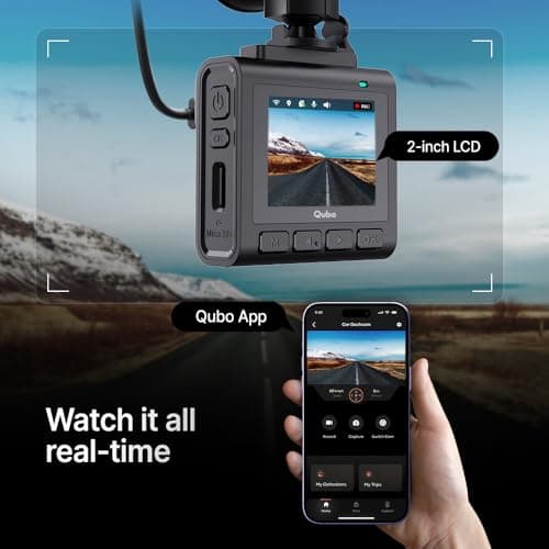 Qubo Car Dashcam Pro 2.7K | Dual Channel | Hero Group | NightPulse Vision | 5MP QHD+ Front Wide 2MP FHD Rear | G-Sensor | 2" LCD | Built-in GPS, Wi-Fi, Mic | App | Up to 1TB Storage| Made in India 5