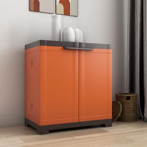 Nilkamal Freedom Mini (FMSC09) Shoe Rack Plastic Cabinet 3-Year Warranty with Dustproof Door – Shoe Rack for Home, Chappal Stand for Home Indoor & Outdoor, Shoes Rack Plastic with Door (Rust Brown)