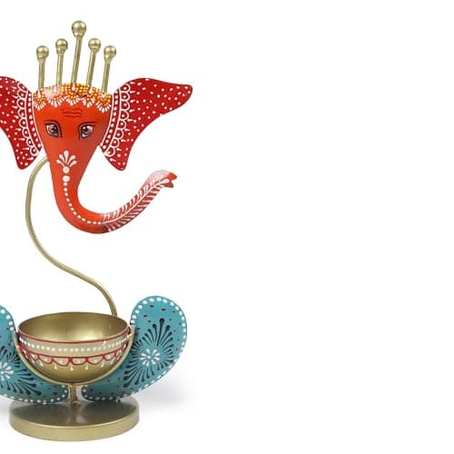 Habere India-All the Cultures Fabricating India Lord Ganesha Idol Tea Light Holder l Tea Light Holder for Home Decoration, Pooja Room | Corporate Gift Items l Tabletop Gifts for Office Desk 5