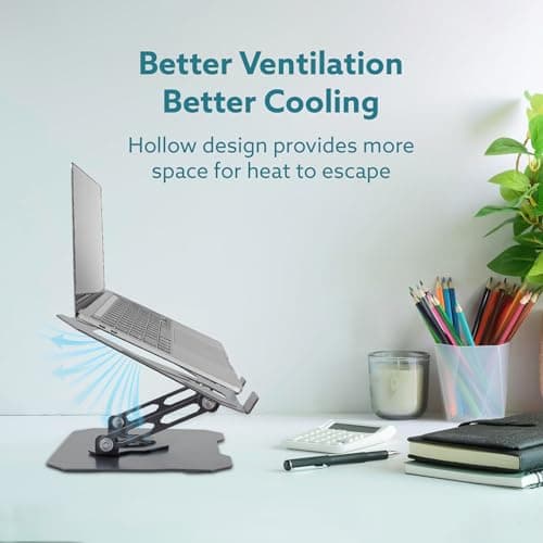 AGARO Metal Laptop Stand, 360° Rotating, Ergonomic, Height & Angle Adjustmentable, Foldable Laptop Holder with Heat Vents & Anti-slip SiliconePads, Compatible to Macbook,HP,Lenevo, & Laptops up to 18" 5