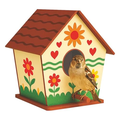 Webby Wooden DIY Paint Bird House Art and Craft Toy | Birthday Return Gift | Colour Paint Activity Kit for Kids 2