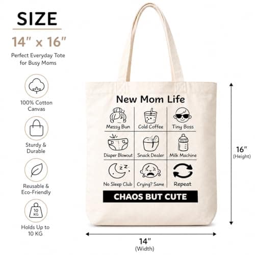 The Baby First Box Everyday Essentials Diaper Tote Bag for Mothers – Shoulder Bag for Baby Essentials & Daily Use | Reusable Eco-Friendly 100% Cotton 220 GSM 14 x 16 Inch 3