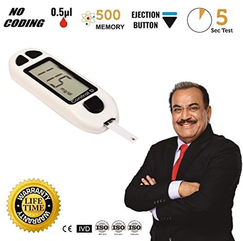 Control D Glucose Blood Sugar testing Machine with 25 Strips Glucometer, White 4