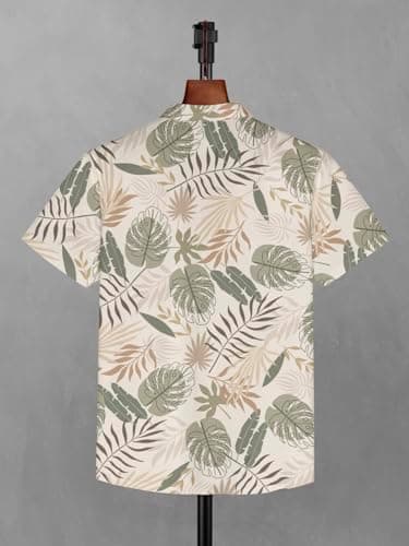 BULLMER Cotton Blend Trendy Clothing Set With Shirt & Pants Co-Ords For Men Beige/Beige Large, Printed 4