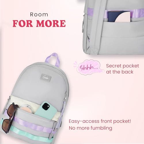 Genie Kpack Laptop Backpack for 15.6 Inch Laptop, Grey | Spacious College & Office Backpack for Women & Girls 3