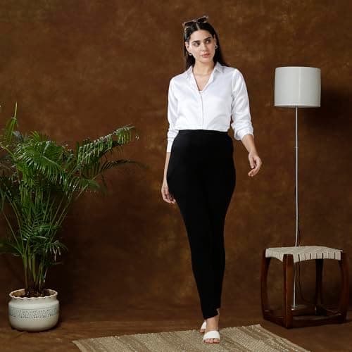 MomToBe Women's Cotton Maternity Classic High Rise Leggings/Pregnancy Bottoms for Pre and Post Pregnancy (Black, XX-Large) 2