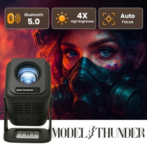 BeamX Thunder Smart Android Projector | Native 1080P, 4K Support, 15000 Lumens | Android 13, Wi-Fi 6, Bluetooth 5.0 | 4D Keystone, OTT Apps, Miracast | Home Theatre Projector 4