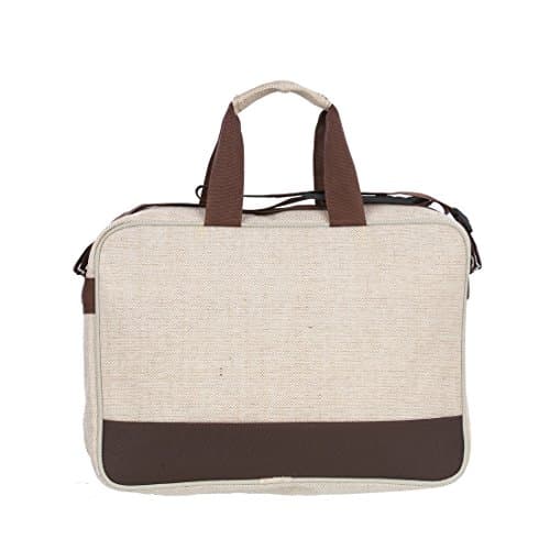 Husamsons Jute Messenger Bag | File Bag | Executive Bag | Hand Bag for Men and Women (Beige & Brown) 5