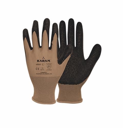 Karam HS02 Latex Coated Safety Work Gloves | Excellent Grip in Dry & Wet Conditions | Durable & Comfortable Glove with High Dexterity | Abrasion & Tear Resistant Hand Gloves | Size-M | Pack of 10 3