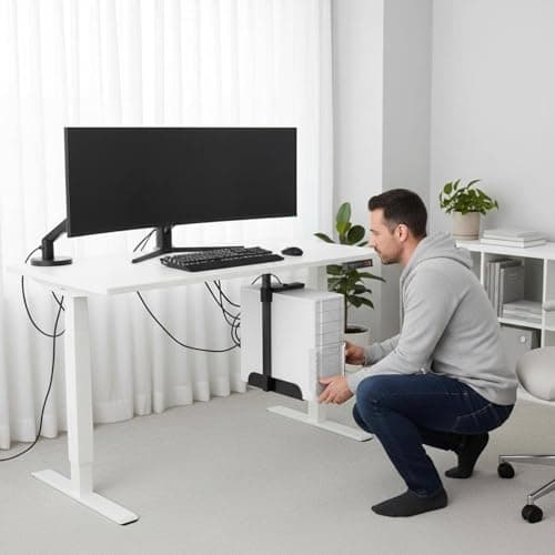 SNAPPSY Space Saving Hanging Computer Case Holder Easy Installation Under Desk Computer Mount Heavy Duty Adjustable Computer Computer Case Bracket Improved Ventilation for Gaming Setup, Black 2