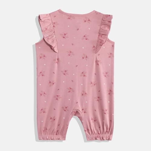 Mothercare Girls Arctic Berry Printed Short Sleeve Rompers | Pink/Cream Baby Jumpsuits | Soft Cotton Infant Bodysuits for Summer Play (Pack of 2) 2