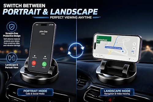 VIHOMI 360° Rotatable Car Dashboard Mobile Holder with Parking Number Plate | Anti-Slip Silicone Phone Stand for Car Dashboard | Mobile Mount for Car, Office & Home | Portrait & Landscape View 5