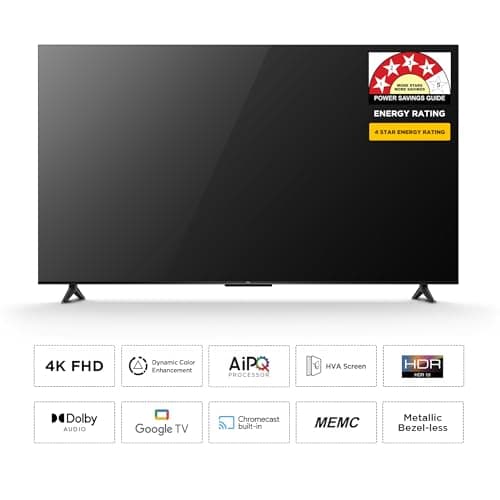 TCL 139 cm (55 inches) Metallic Bezel Less Series 4K Ultra HD Smart LED Google TV 55V6C (Black) 2