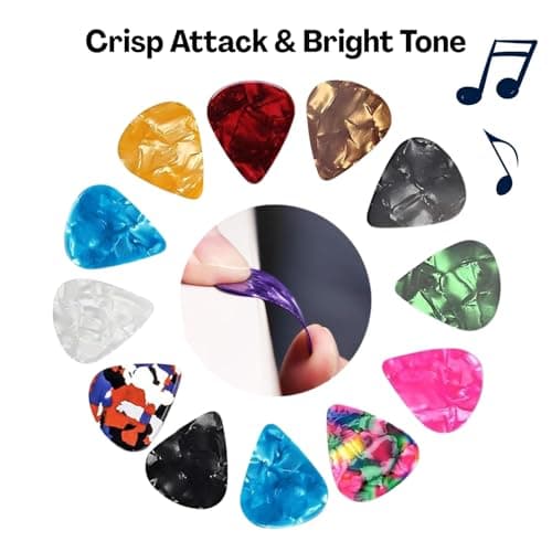 TecoKart® 21Pcs Acoustic Guitar Picks Set | 0.46/0.71/0.96mm Mixed Thickness Plectrums for Guitar, Finger Picks & Acoustic Playing, Includes Portable Pick Box 5