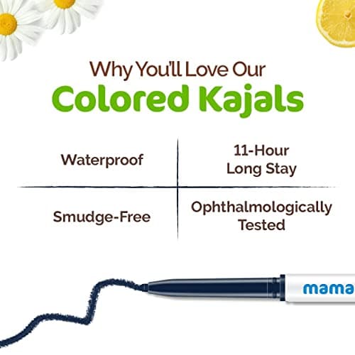 Mamaearth Charcoal Black Long Stay Natural Kajal Pencil With Vitamin C & Chamomile For 11-Hour Smudge-Free Stay - 0.35 Gm (Pack Of 2) 4