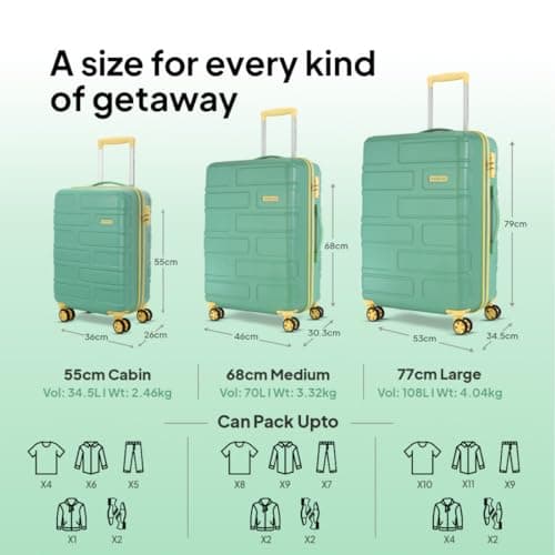 American Tourister Bricklane+ | Medium Size Check-in Trolley Bag (69 cm) | 360° 8 Wheel Travel Luggage | Hard Case Polycarbonate (PC) Suitcase |Mounted Combination Lock | Emerald Green 5
