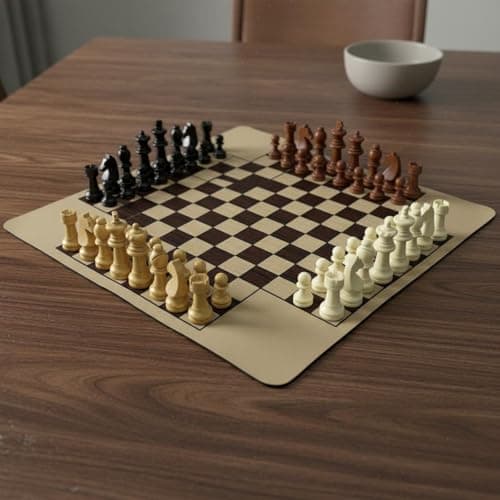 Bnf Educational 4 Player Chess Set 3 Player Chess Set for Families, Kids, Party, King 59MM 4