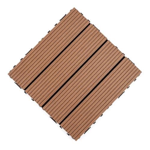 Garden Gyani WPC Deck Tiles 12 x 12 Inch – Interlocking Wooden Flooring Tiles | Water Resistant Anti-Slip Outdoor Indoor Floor Tiles for Balcony, Garden, Patio & Terrace (Brown, Pack Of 10)