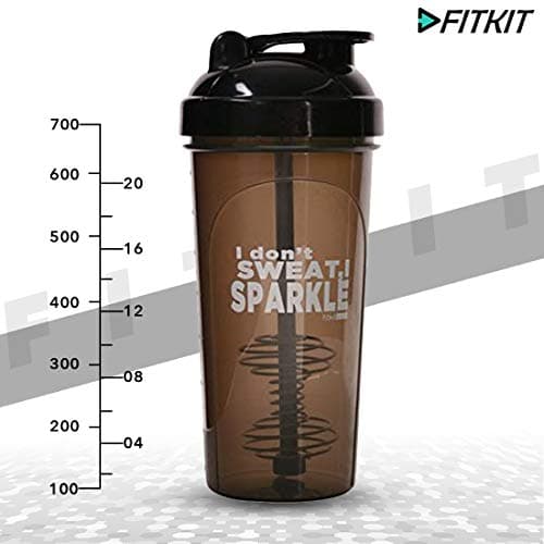 Fitkit Classic Bottle Shaker (700ml, Grey/Black , Plastic) Pack of 1 4