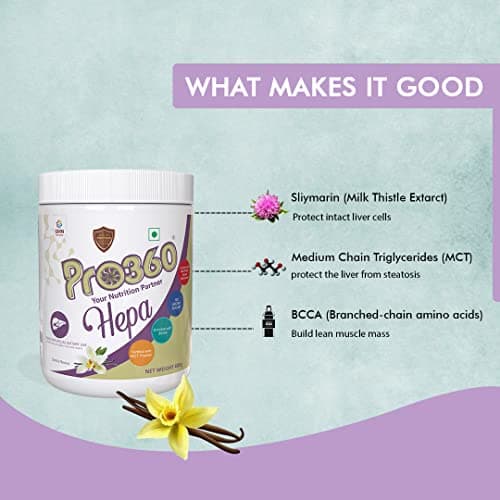 Pro360 Hepa Liver Care Protein Supplement – Complete Liver Supplements for Health| Formula Enriched with Silymarin, MCT & BCAA – Vanilla – 400g 2