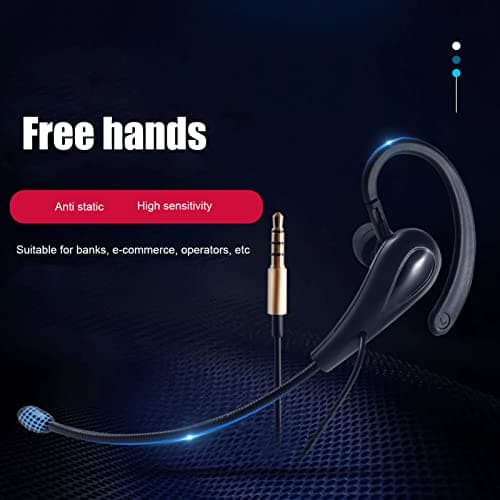 Call Center Headset, 3.5mm Wired Ear Hook Single Sided Customer Service Headphone with Mic, for Laptop Mobile Phones, for Telemarketing 2