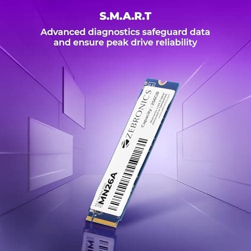 Zebronics 256GB M.2 NVMe SSD, 2280 Form Factor, 2200MB/s Read & 1600MB/s Write, Faster Than SATA SSD, High Performance Storage, Low Power Consumption, Silent Operation, S.M.A.R.T Support (MN26A) 4