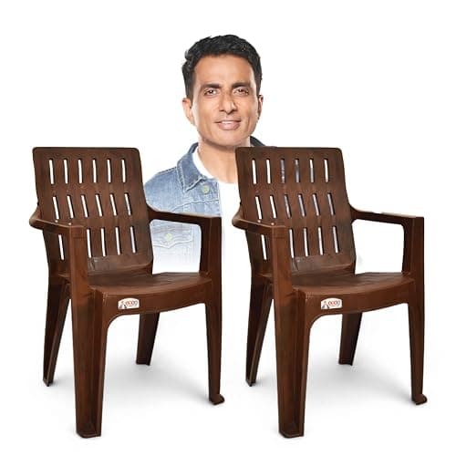 AVRO Furniture Spine Care Orthopaedic Plastic Chair, Set of 2, Ideal for Home, Office & Outdoor, 150Kg Load Capacity, Durable Strong Build, Comfortable Back Design, 2 Years Guarantee, W. Brown Color