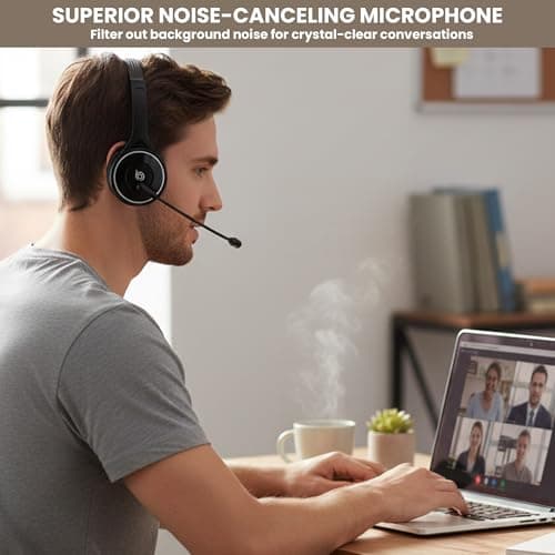 BigPassport Bluetooth Wireless Over-Ear Headset with Mic | Noise-Cancelling Headphones for Skype, Zoom, Online Meetings, Call Center, Office, PC, Laptop – Pro-Air_Bp30 (Black) 2